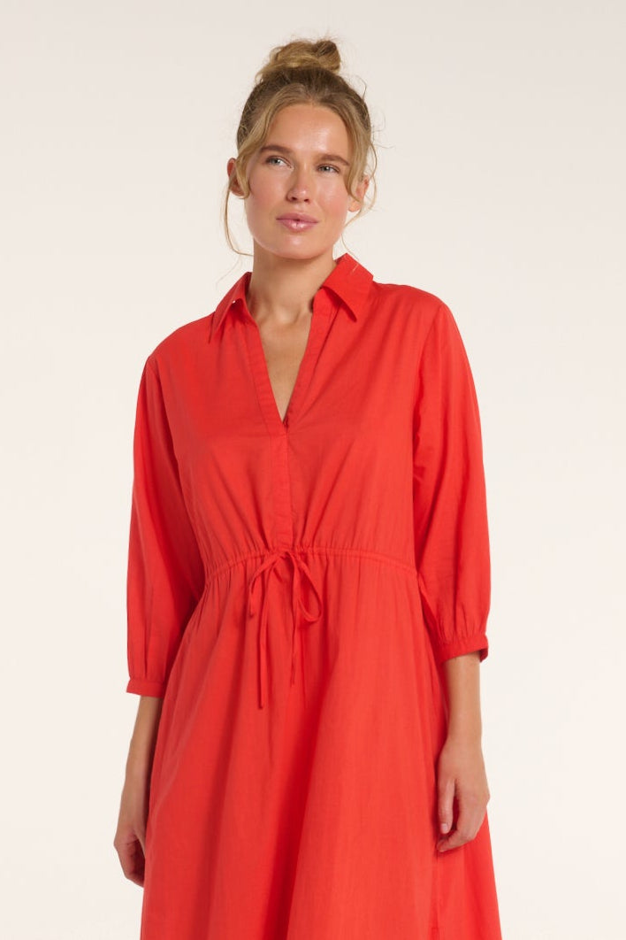 Natalia Cinched Tie Cover Up in Red Orange