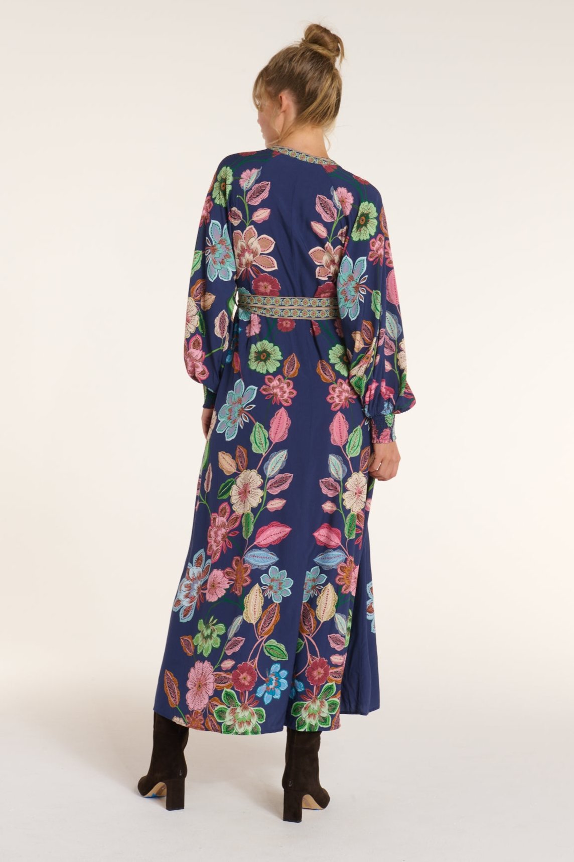 Johanna Belted Tie Maxi Dress in Navy Floral FINAL SALE