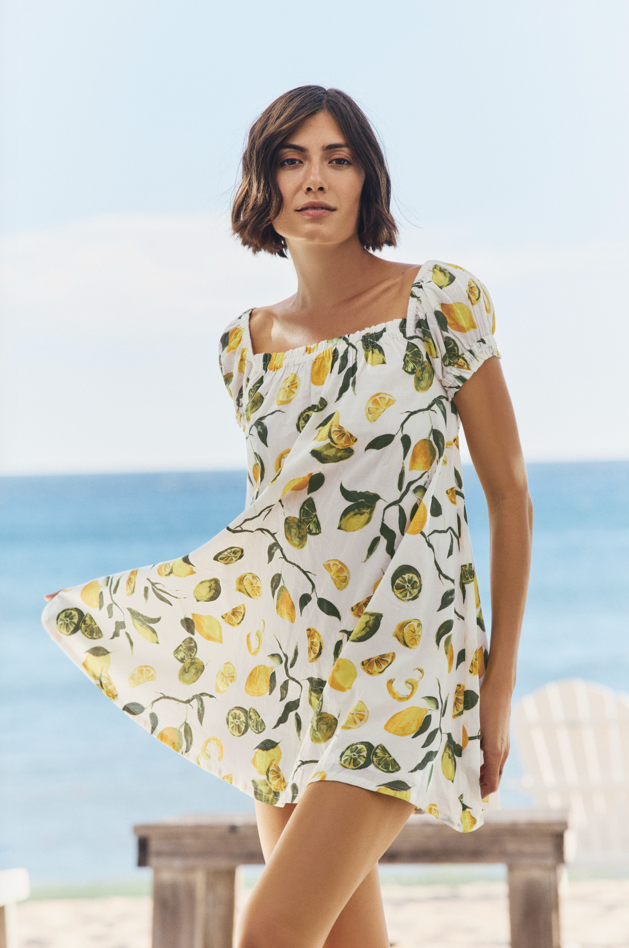 Lina Short Sleeve Cover Up Mini Dress in Slice of Life