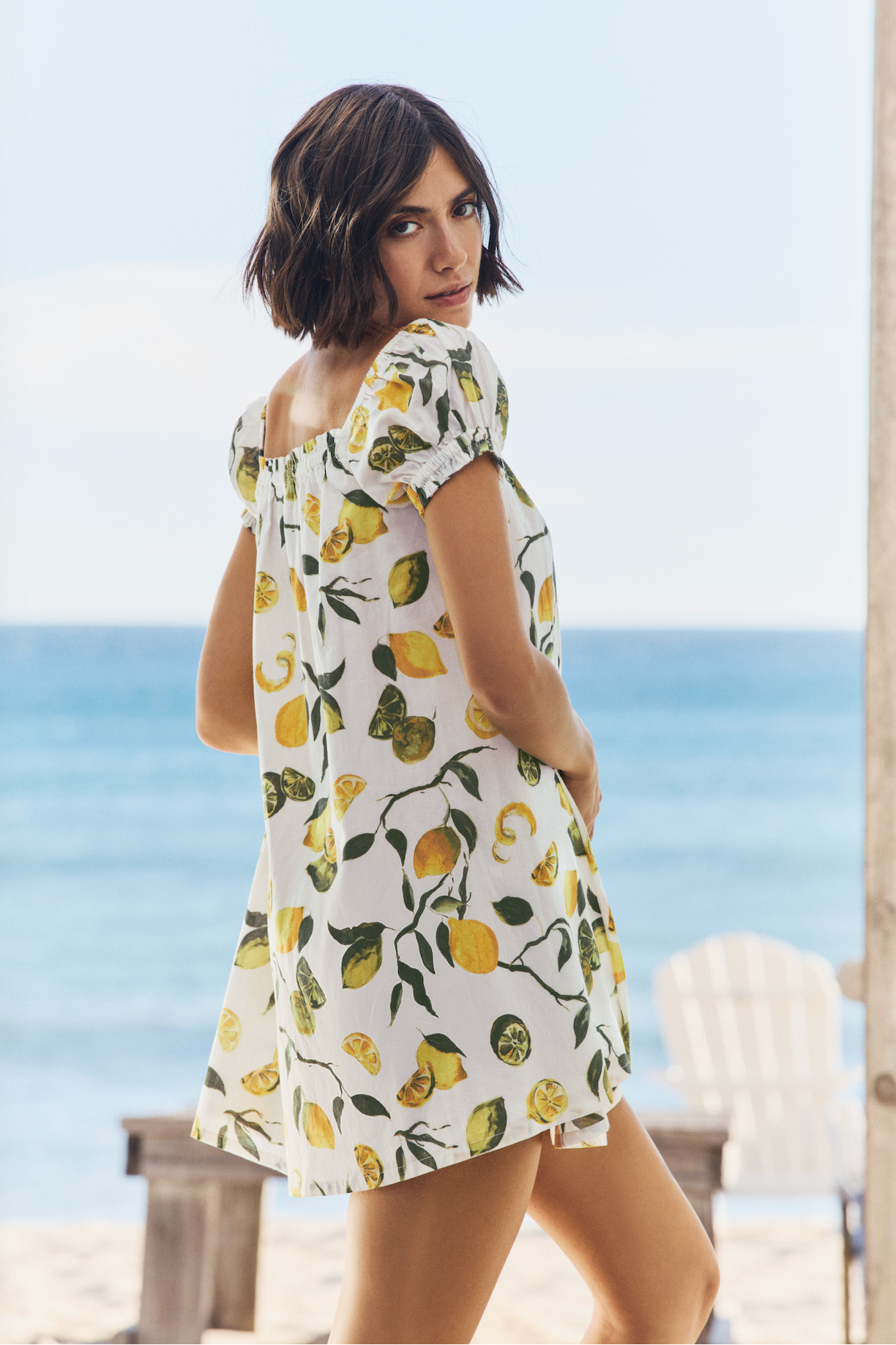 Lina Short Sleeve Cover Up Mini Dress in Slice of Life