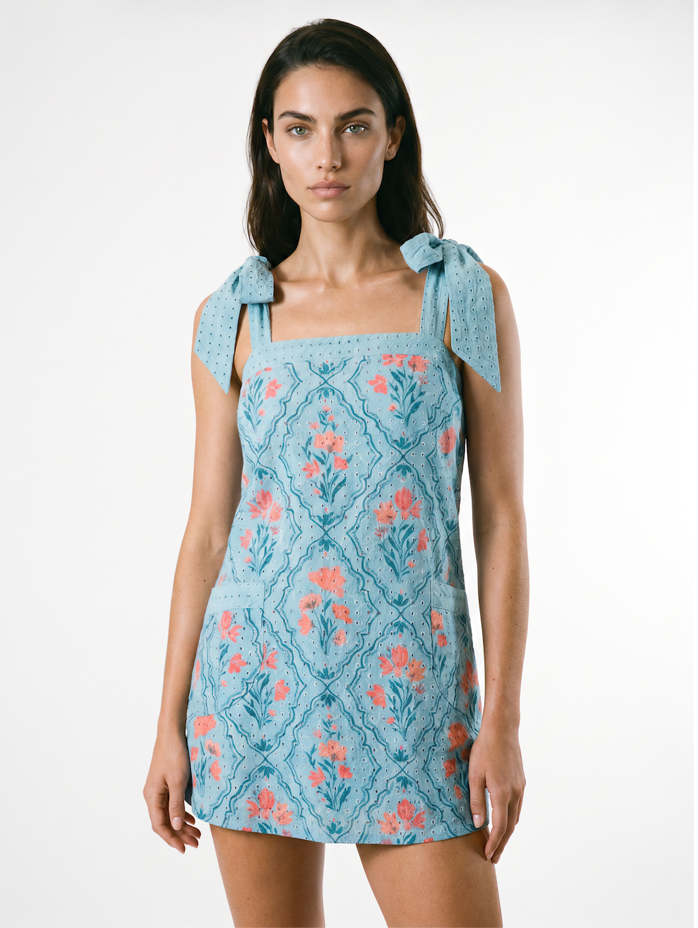 Hilary Bow Tie Mini Dress Wallpaper Wonder FINAL SALE