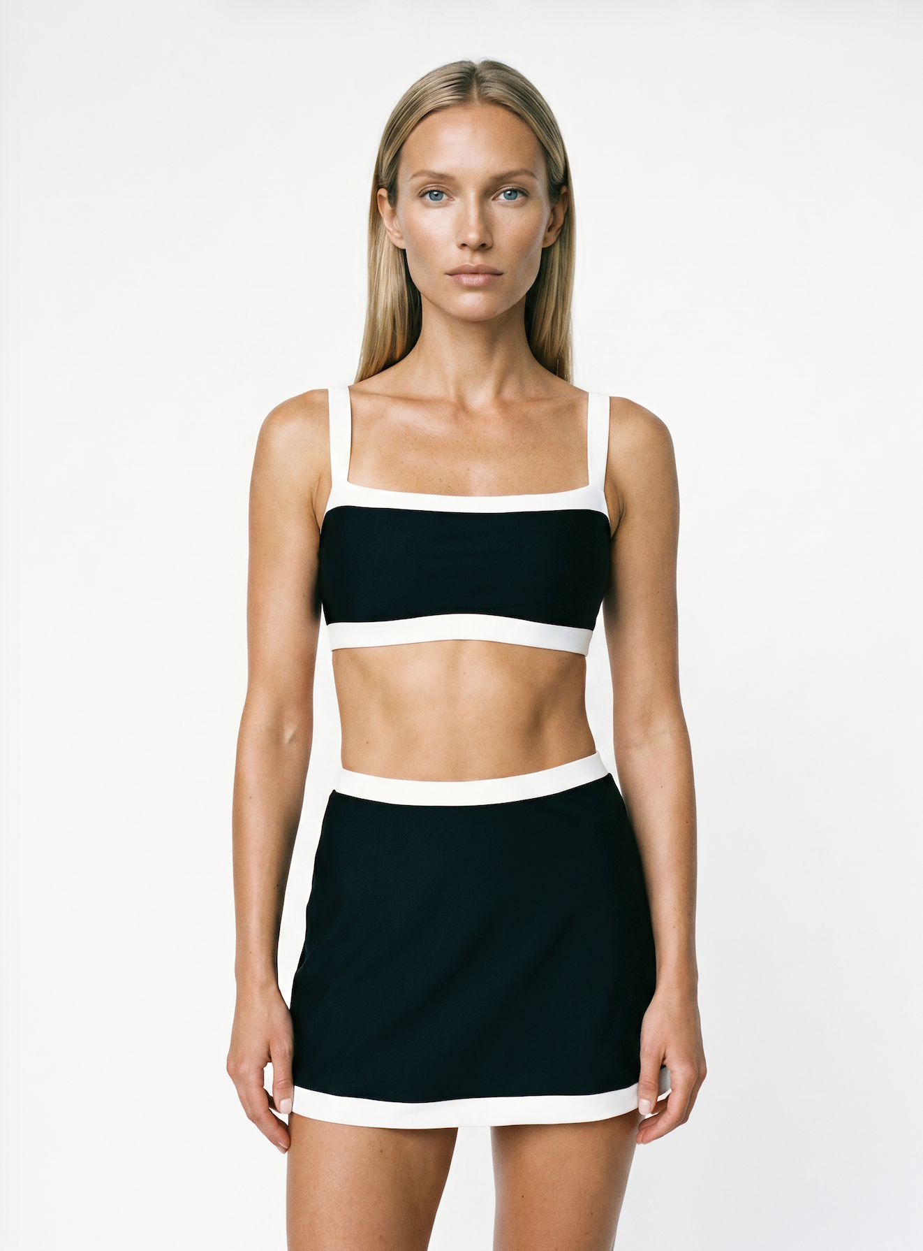 Elise Swim Skirt in Black & White