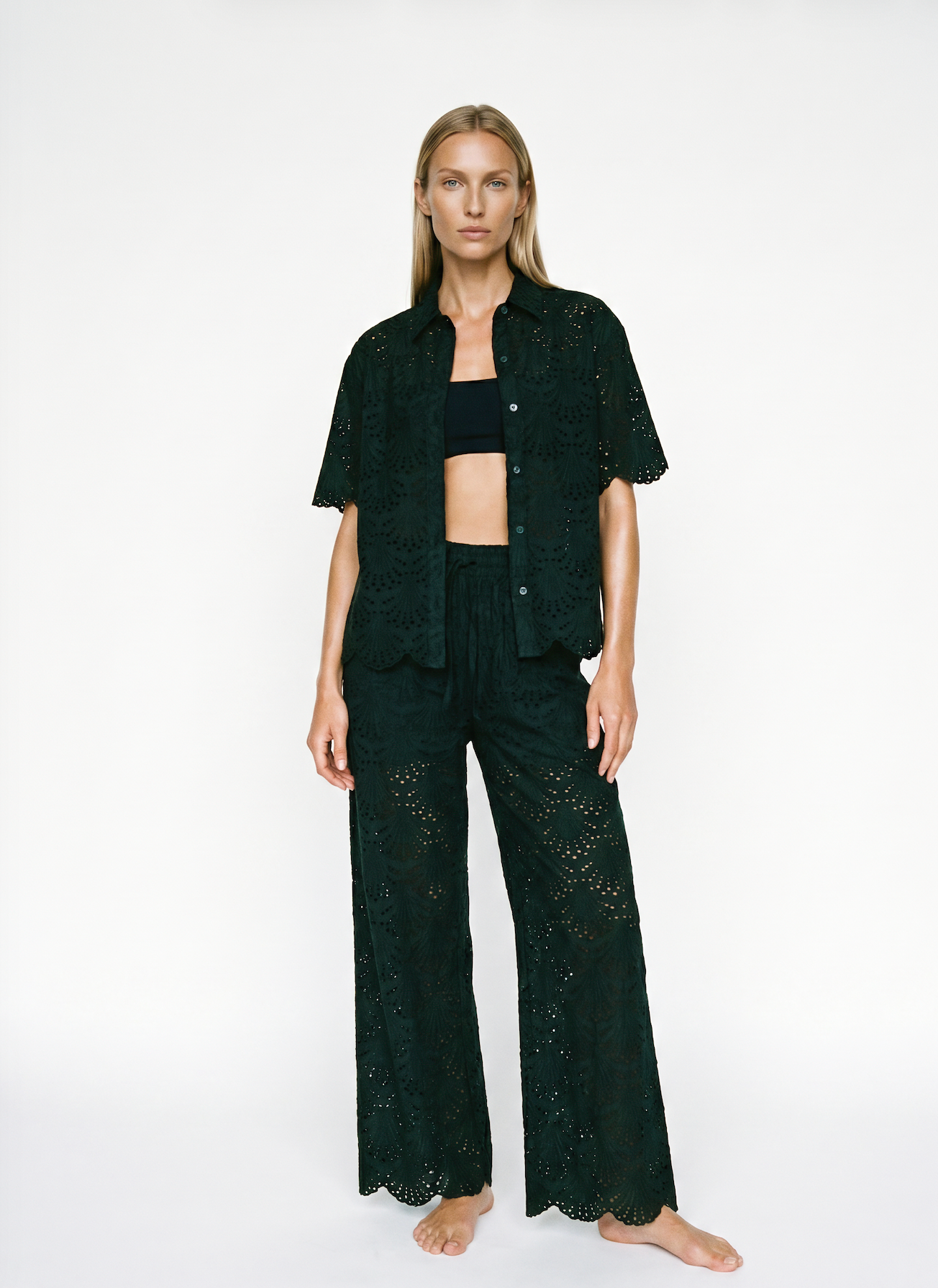 Dana Pull On Pant in Black Eyelet