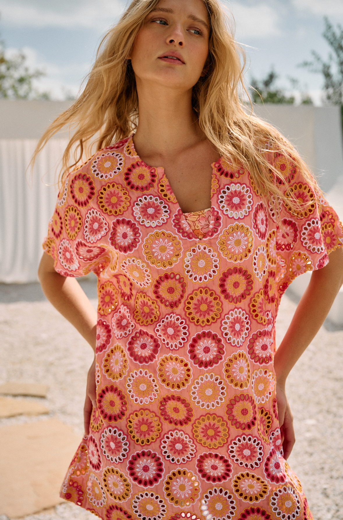 Joyce/Daphne Tunic Dress in Coral Multi - PREORDER