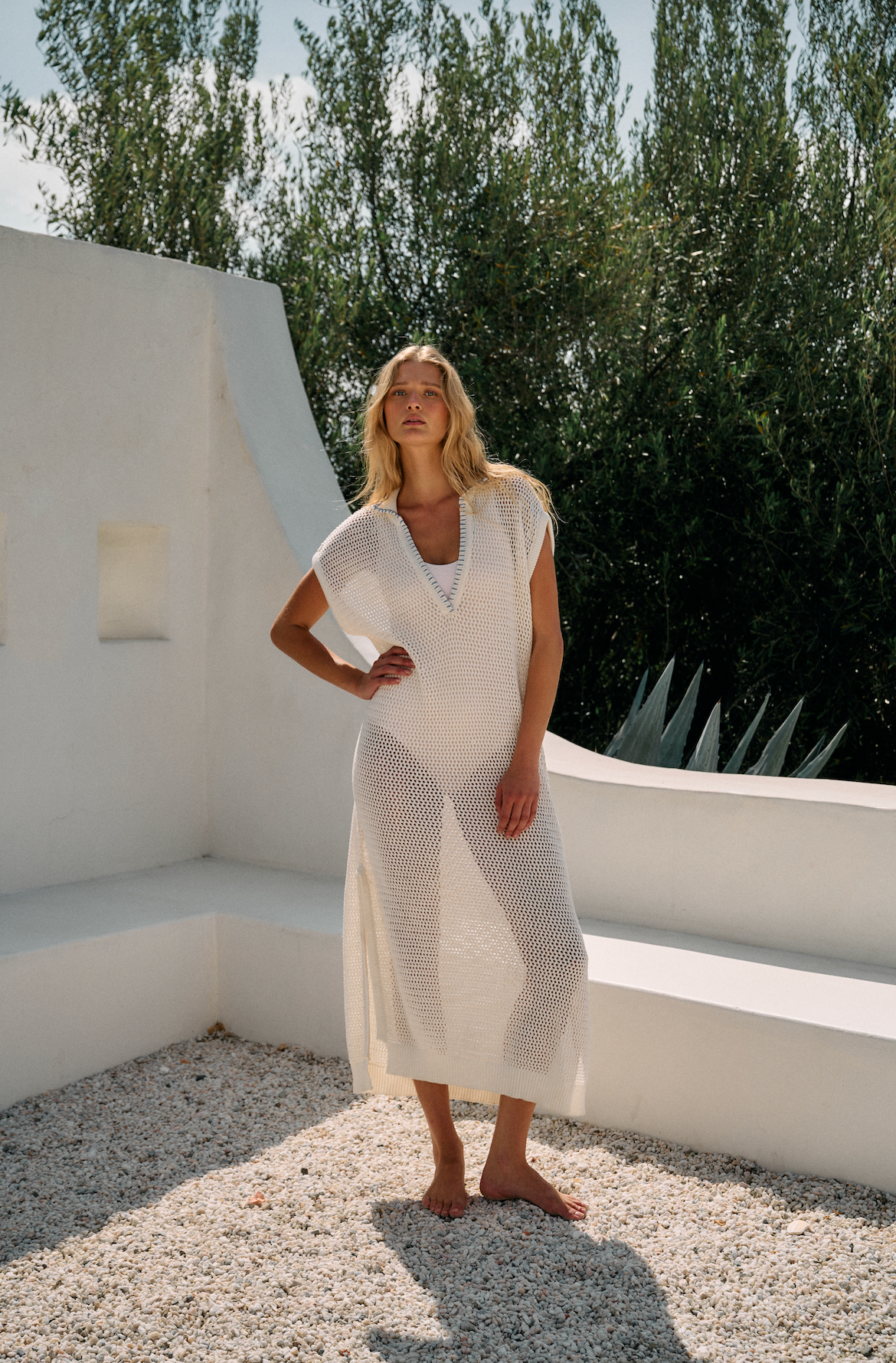 Sasha/Yvette Collar Tank in White - PREORDER