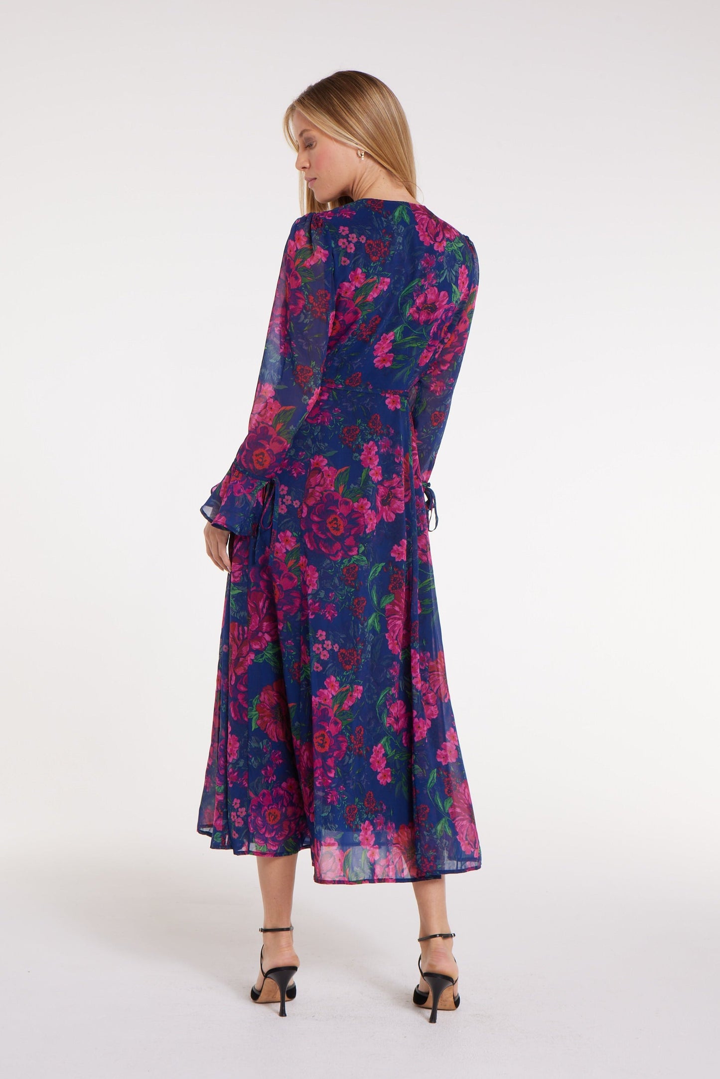 Cristina Button Front Maxi Dress in Floral Chiffon