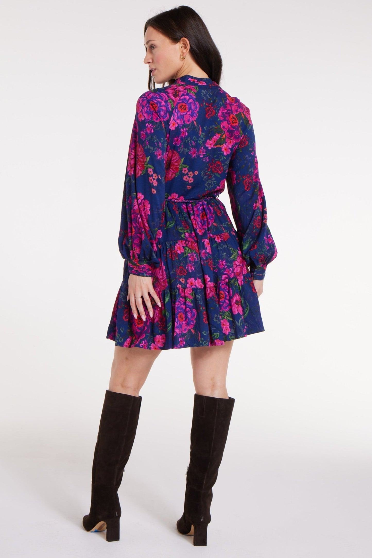 Louisa Belted Tunic Mini Dress in Floral