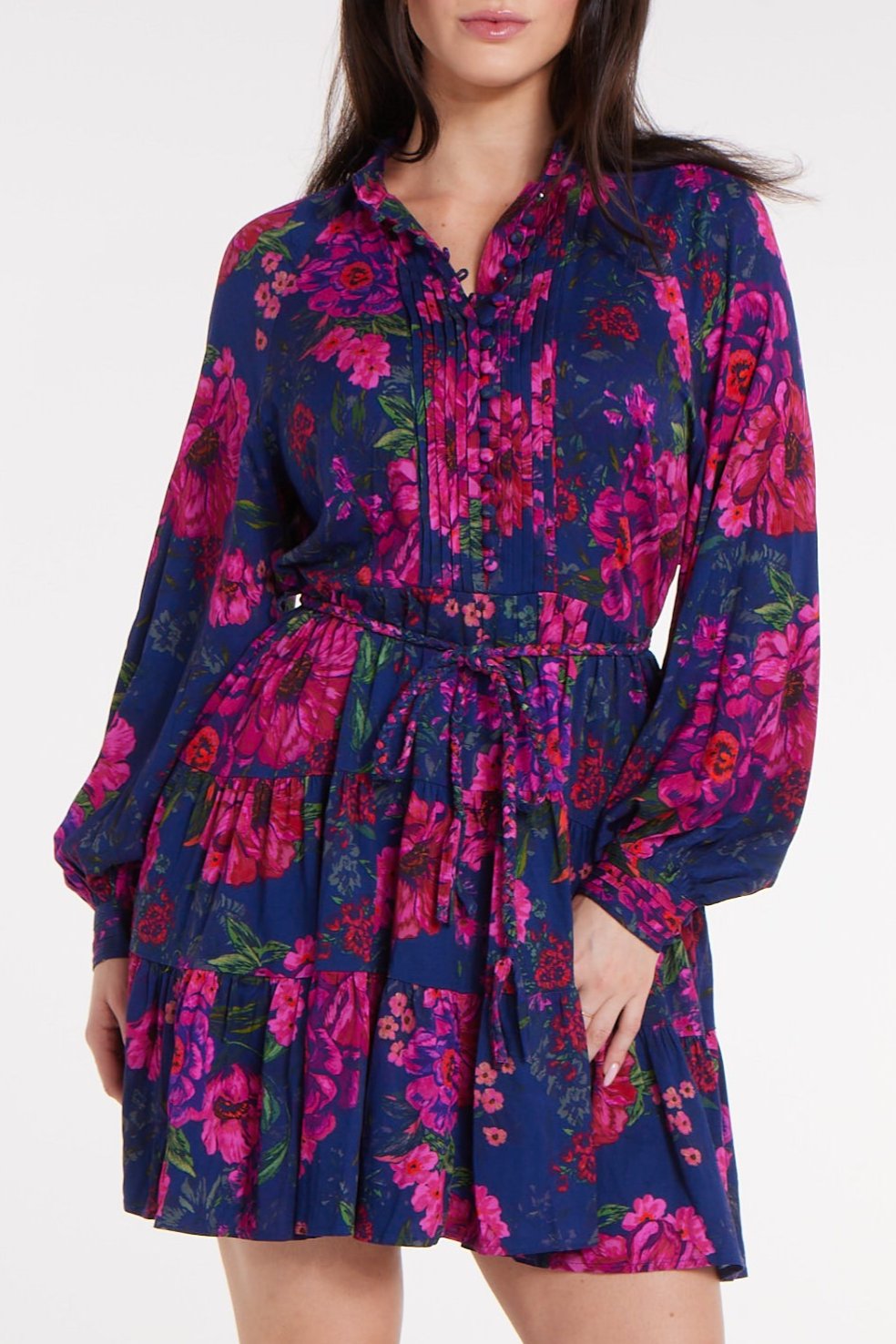 Louisa Belted Tunic Mini Dress in Floral