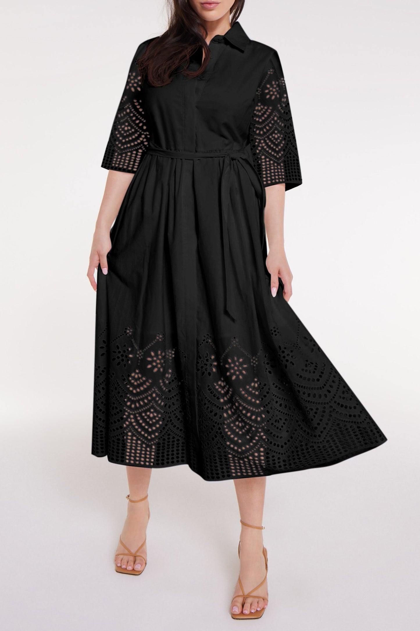 Francesca Dress in Black Eyelet