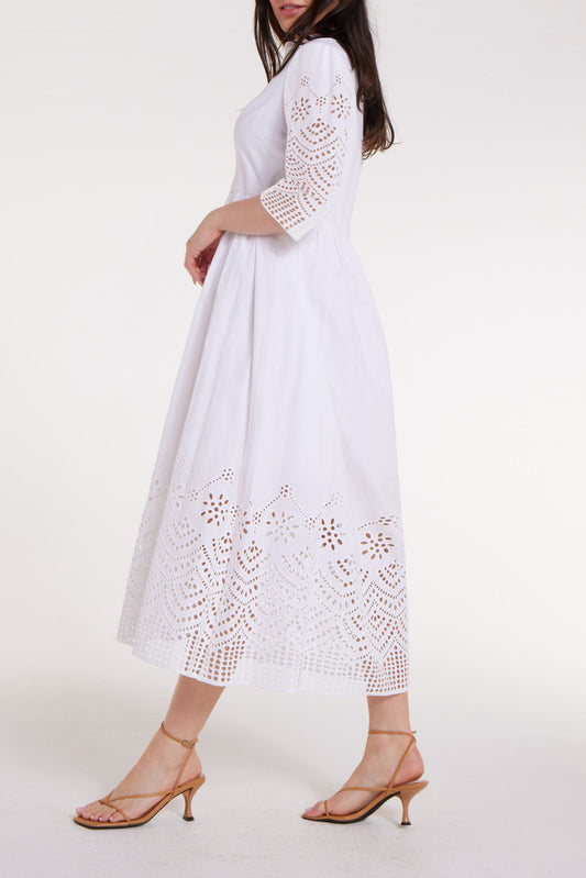 Francesca Dress in White Eyelet