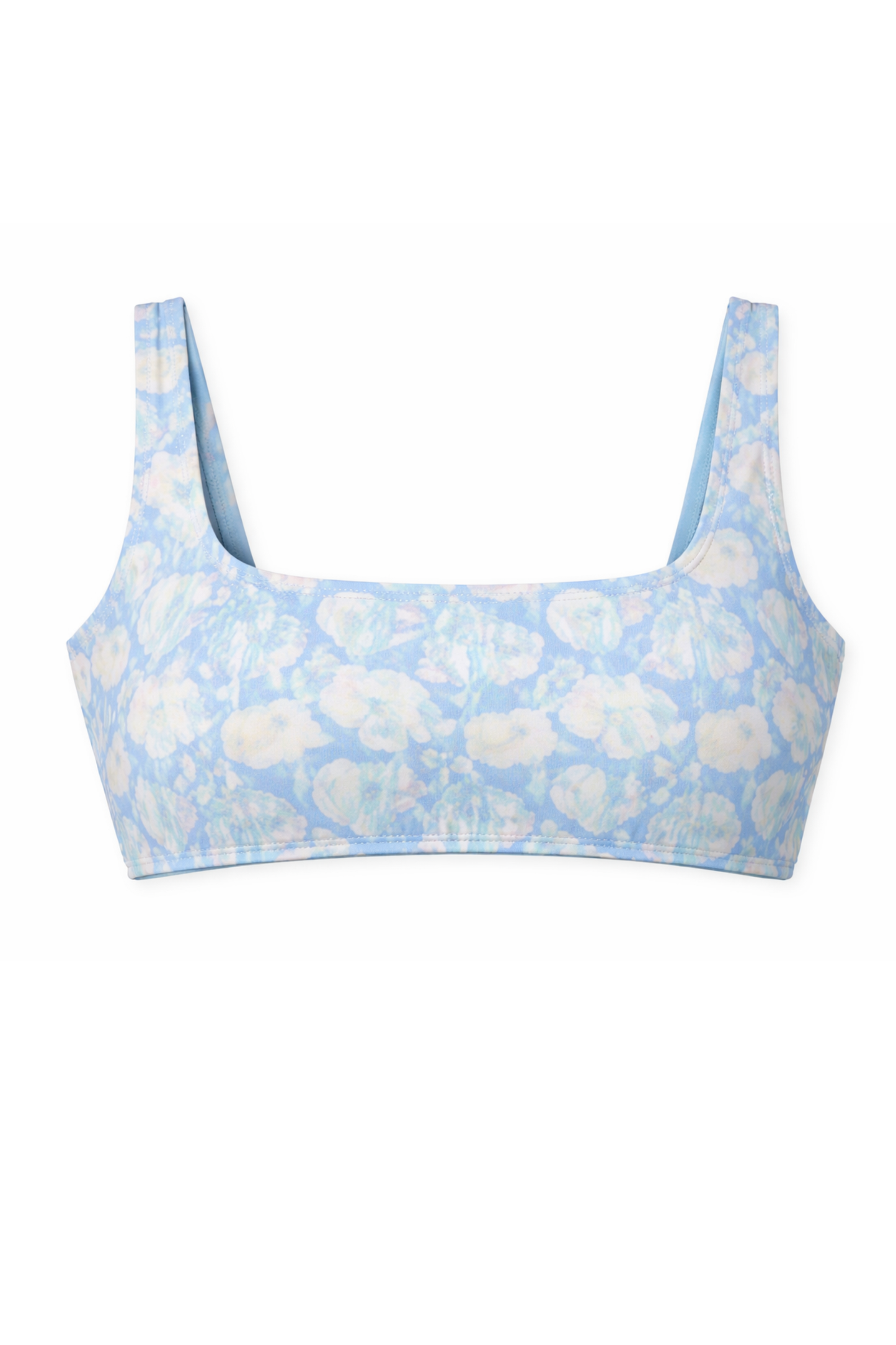 Maggie Square Neck Reversible Bikini Top in Blue Floral - FINAL SALE