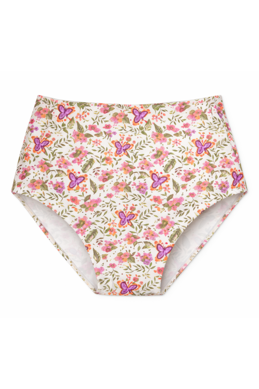 Mackenzie Sculpted High Waisted Two-Piece Swimsuit Bottom in A Floral Fling - FINAL SALE