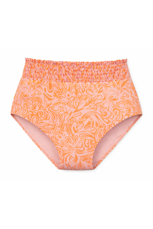 Hanna Smocked Two-Piece High Waisted Bottom in Peach Medley