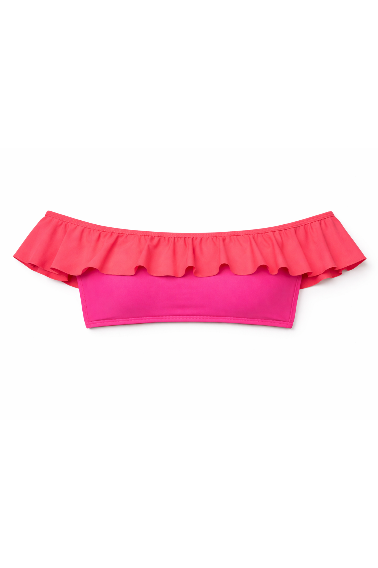 Toni Ruffle Off-The-Shoulder Two-Piece Bikini Top in Rosa - FINAL SALE
