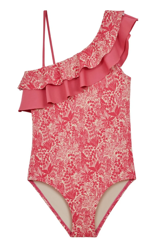 Little Kate Off-The-Shoulder One-Piece Swimsuit in Indra Coral- FINAL SALE