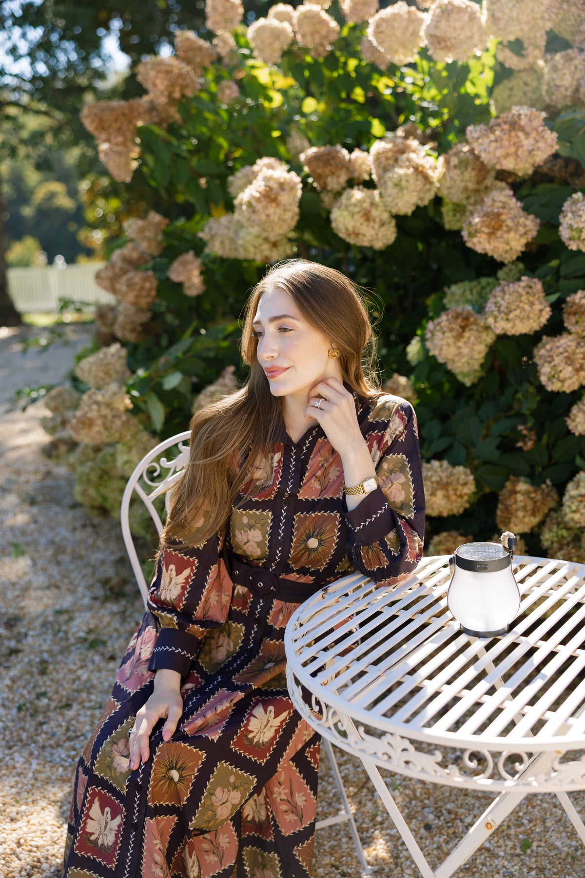 Cecilia Belted Maxi Shirt Dress in Memory Lane