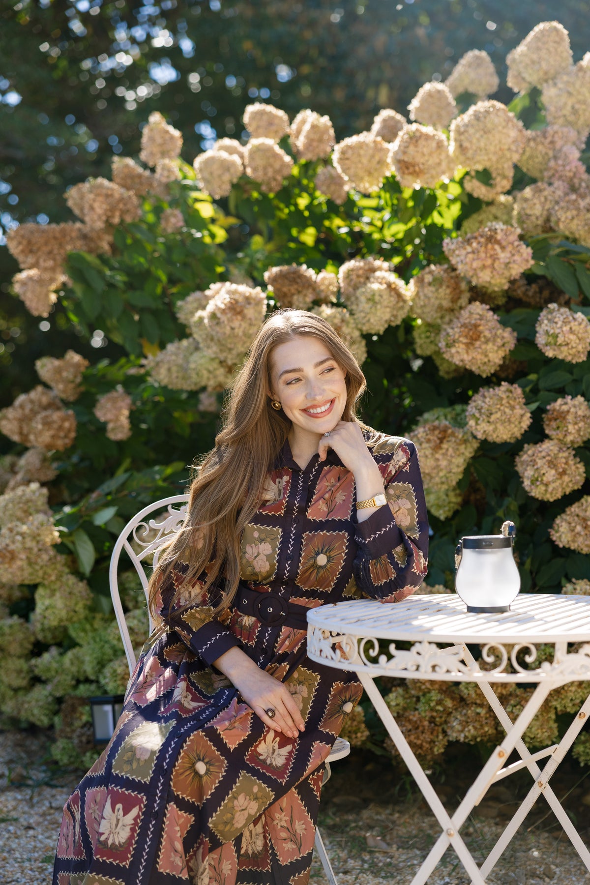 Cecilia Belted Maxi Shirt Dress in Memory Lane
