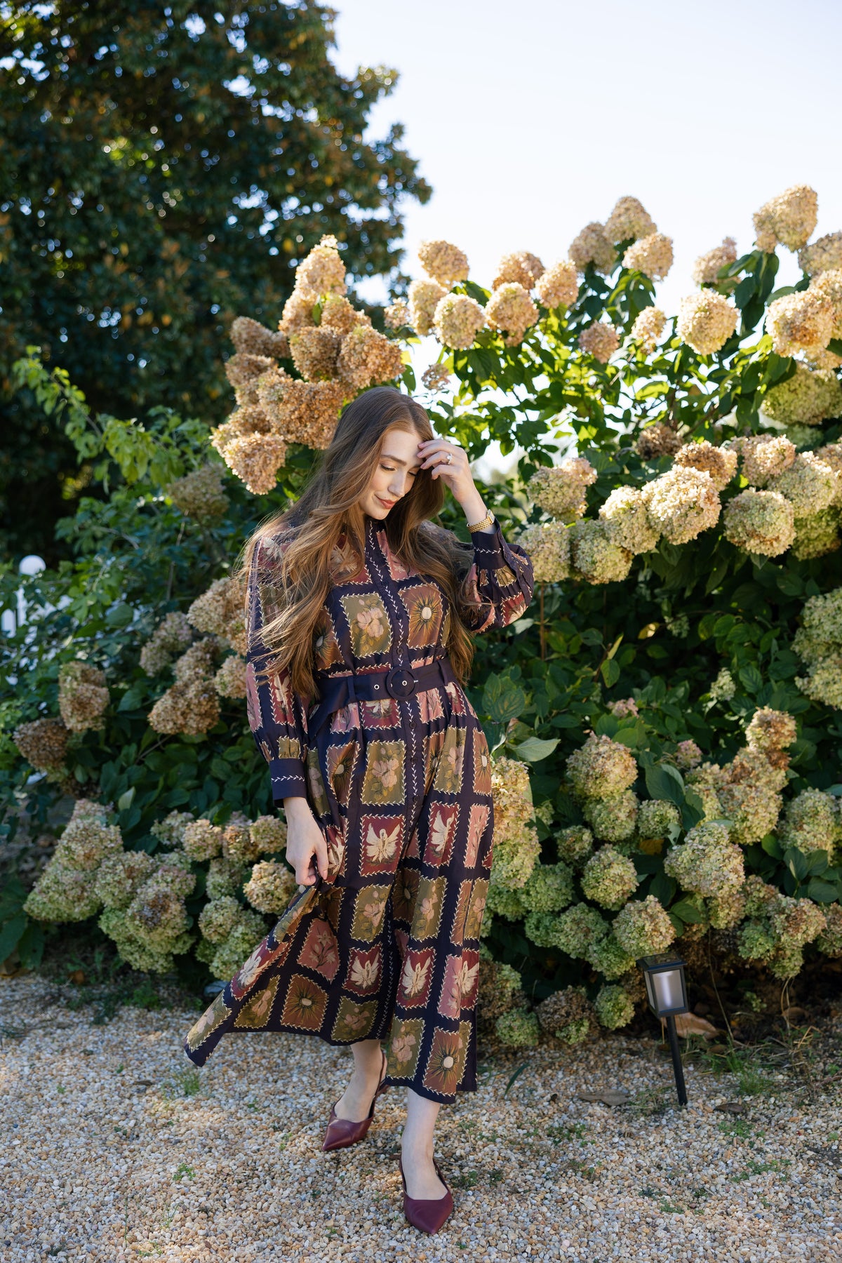 Cecilia Belted Maxi Shirt Dress in Memory Lane