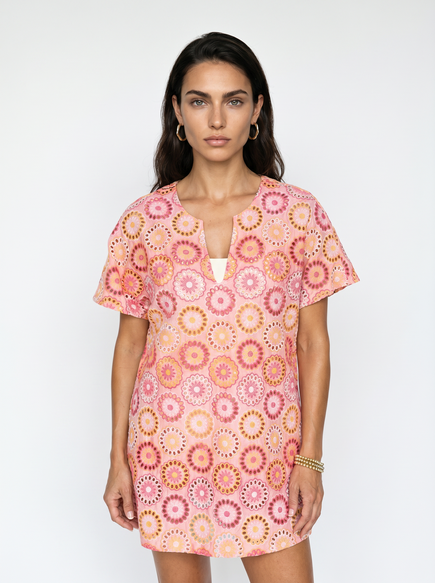 Daphne Tunic Dress in Coral Multi - PREORDER