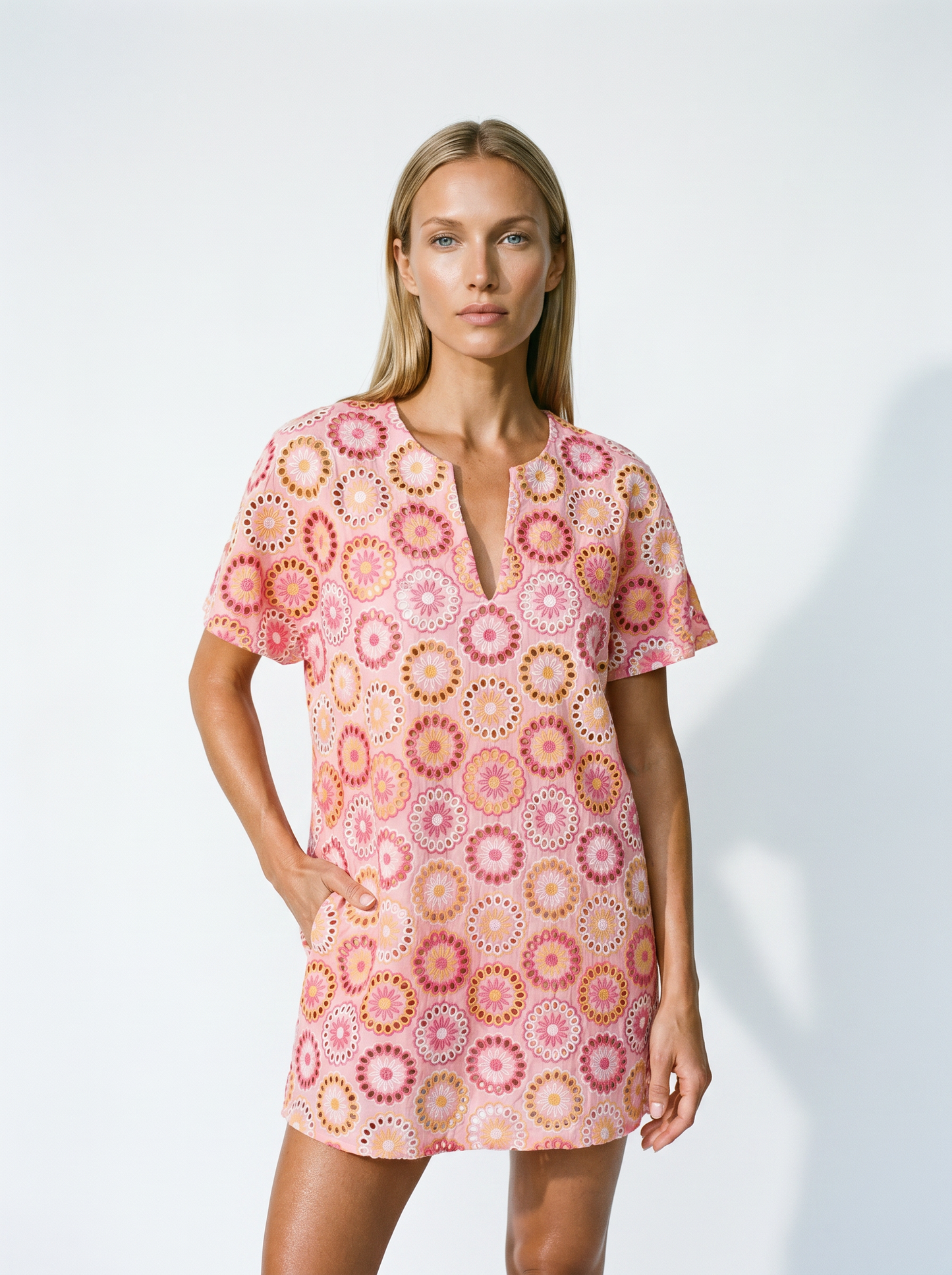 Daphne Tunic Dress in Coral Multi - PREORDER