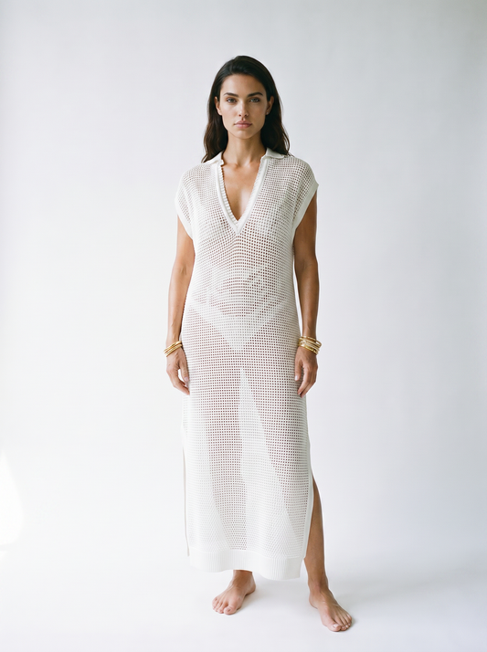 Yvette Collar Tank in White - PREORDER