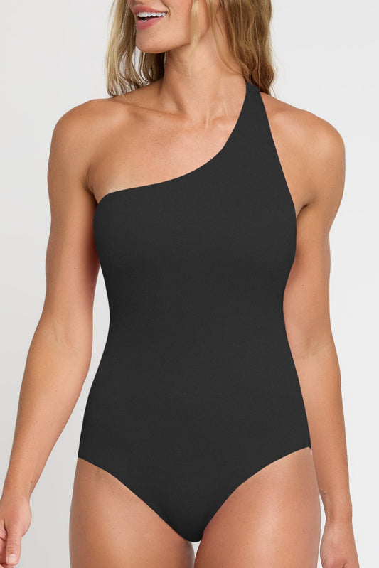 Willow Assymetrical One Piece Swimsuit in Black