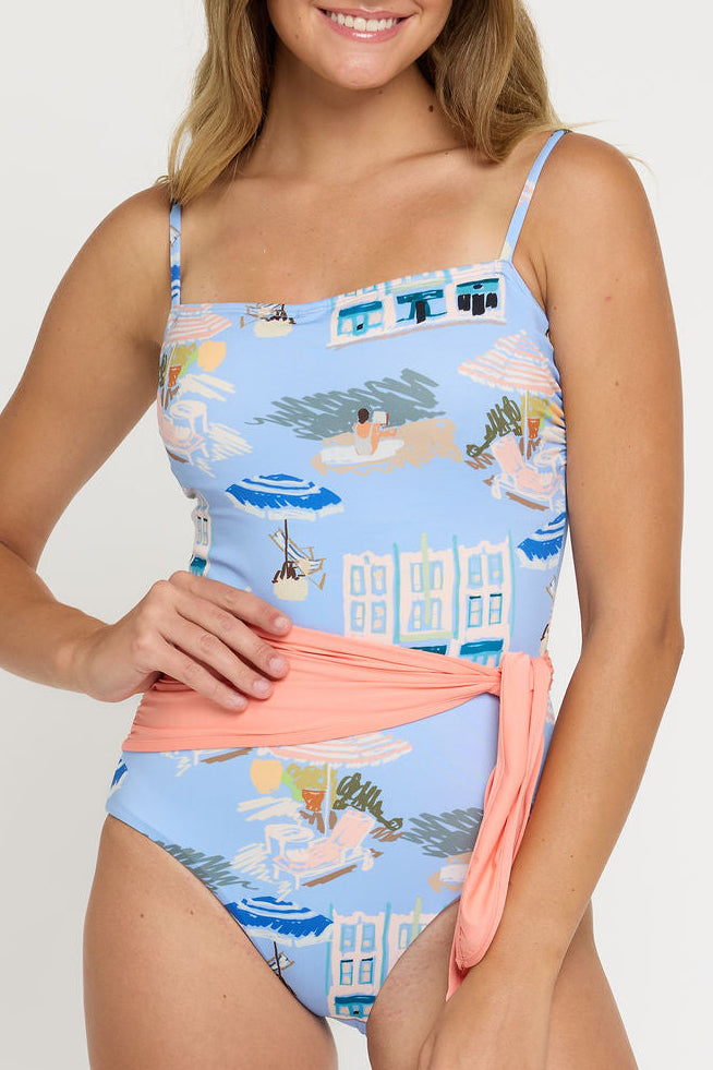 Genevieve Bandeau One-piece Swimsuit in Coast to Coast - FINAL