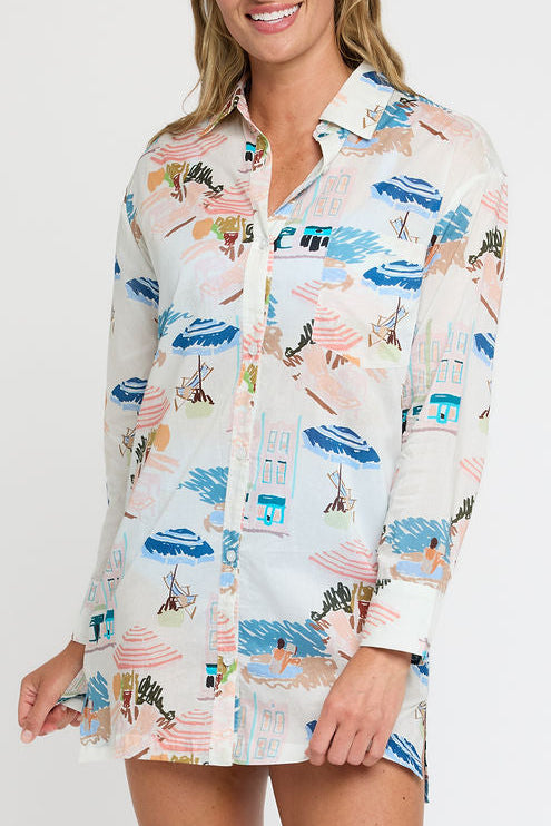 Marie Shirt Dress Cover-up in Coast to Coast