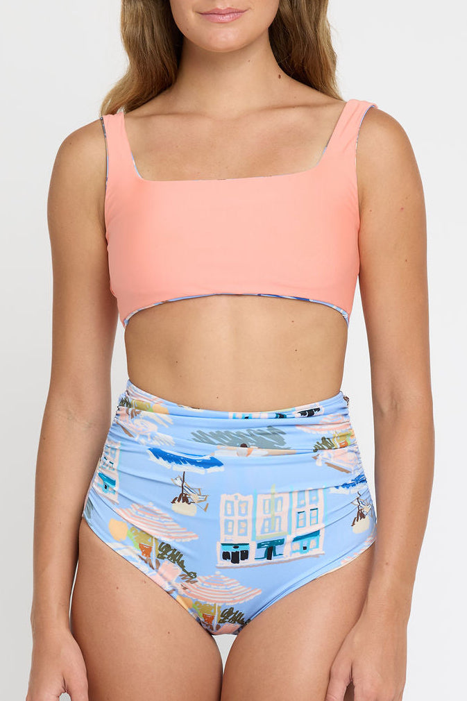 Tod High Waist Two-piece Bottom in Coast to Coast