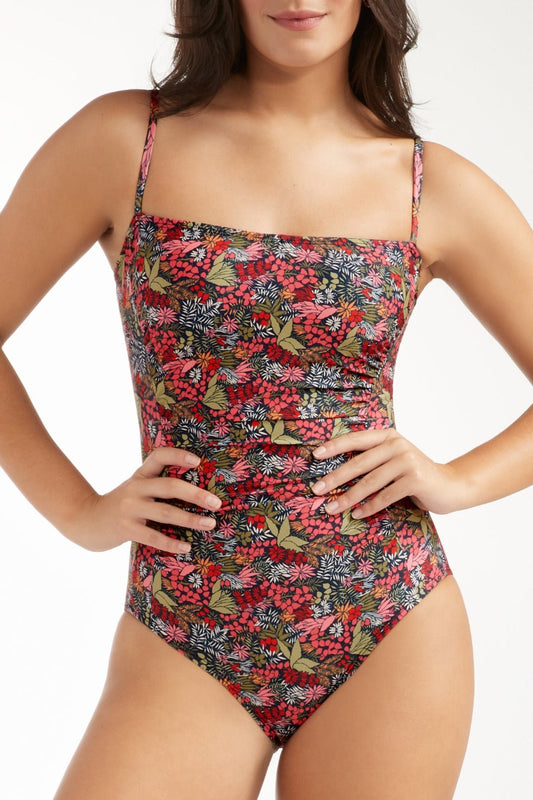 Lupe Square Neck Ruched One-piece Swimsuit- FINAL SALE