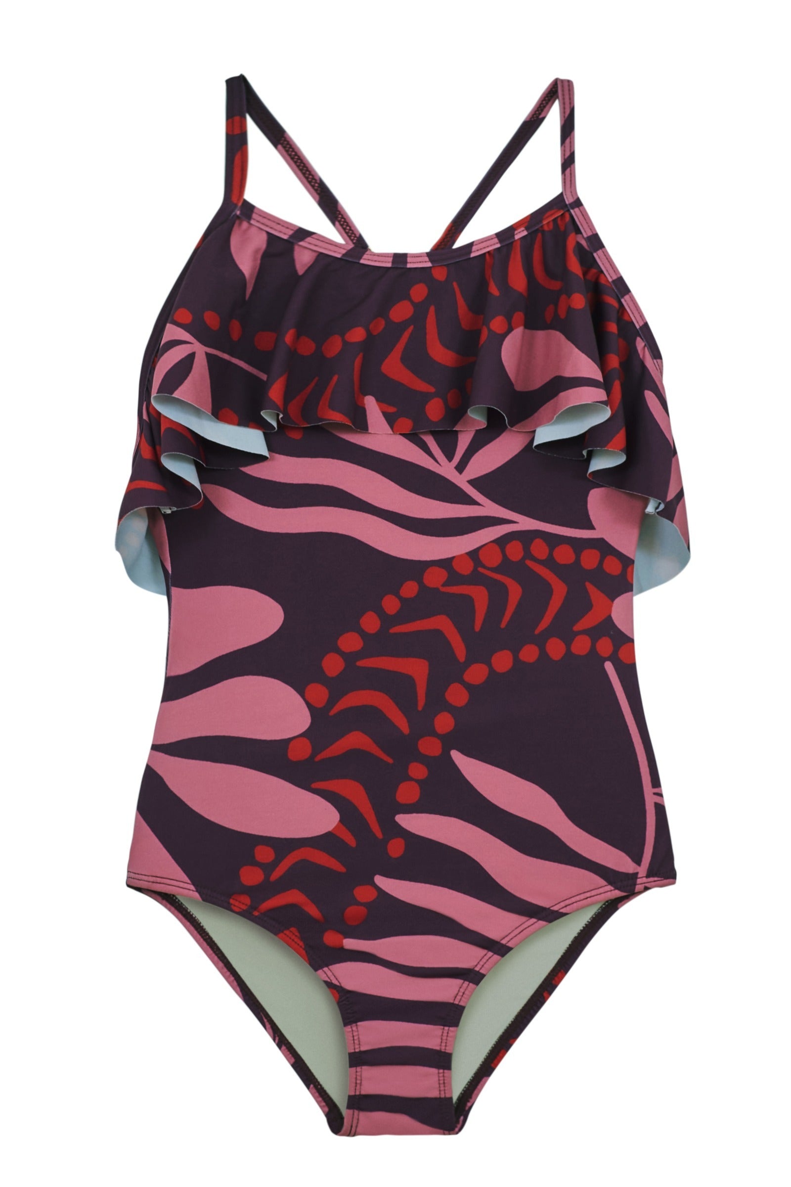 Little Sarah Ruffle Criss Cross One Piece Swimsuit Print FINAL SALE